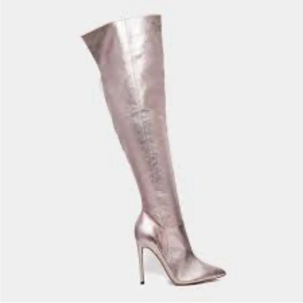 ASOS kindred Metallic pointed toe otk boot